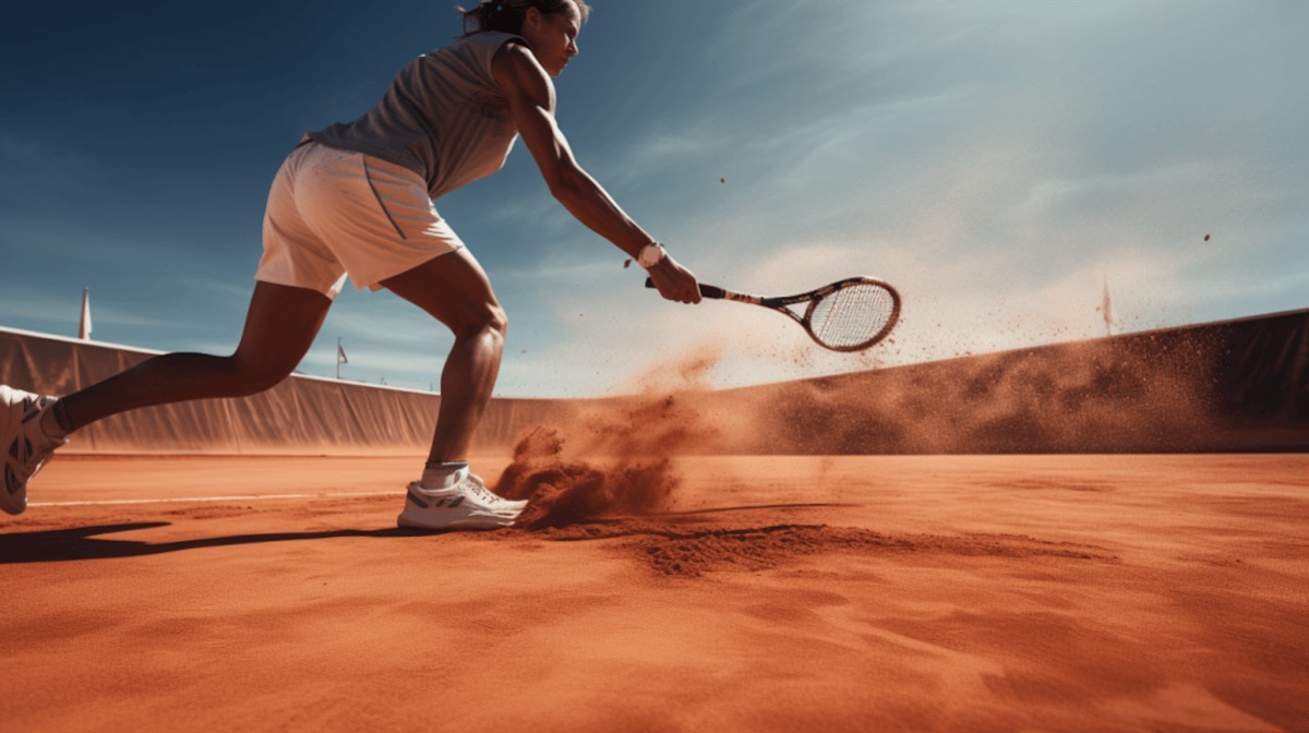 Joueur en entraînement sur un terrain de tennis pendant une séance sportive locale